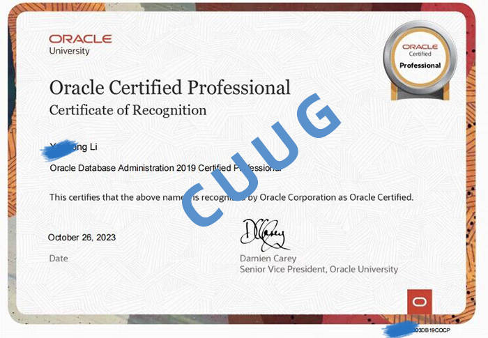 10月26日 CUUG全新發布Oracle DB 19c OCP證書，專業模擬培訓助力認證